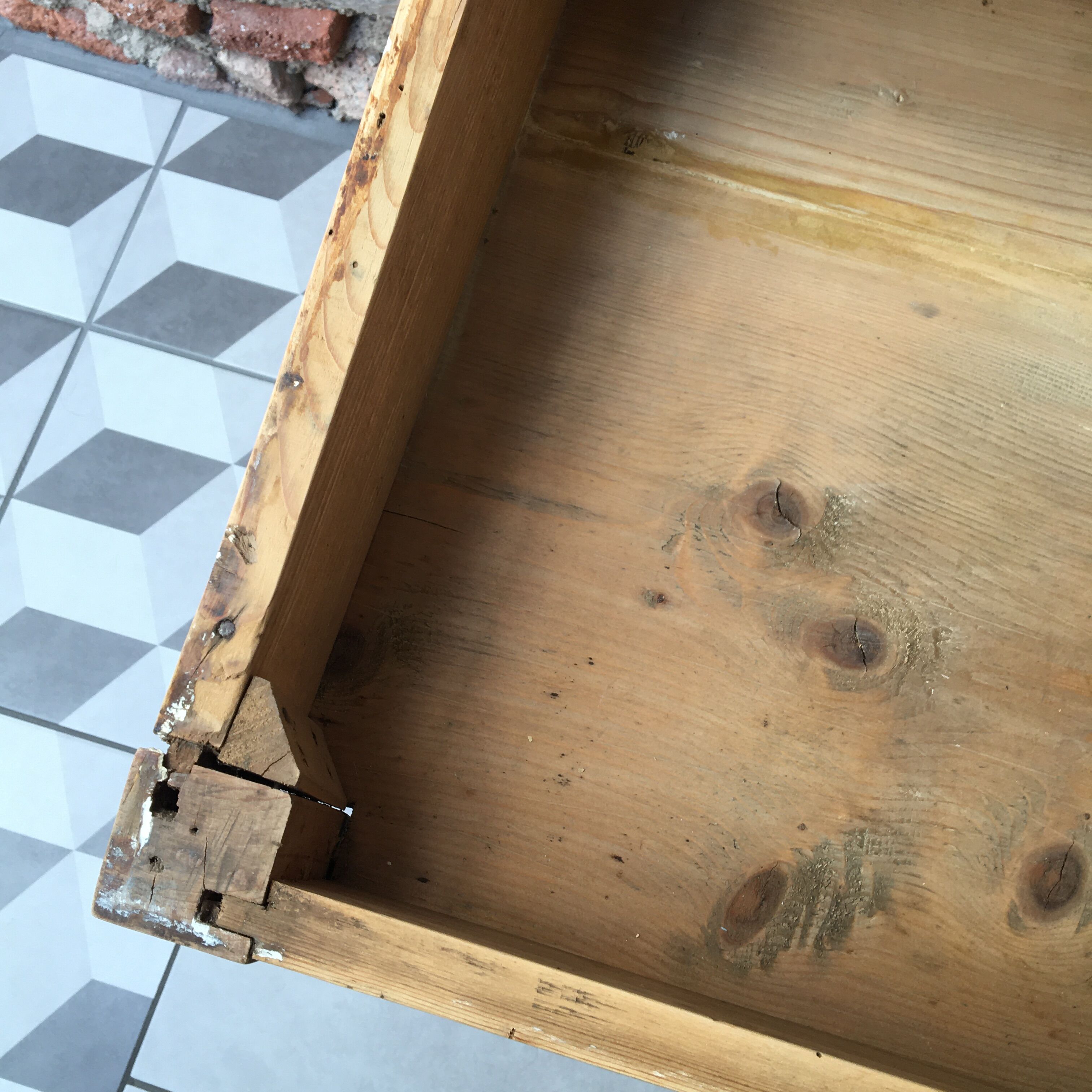 adult-sized desk with black flap & raw natural