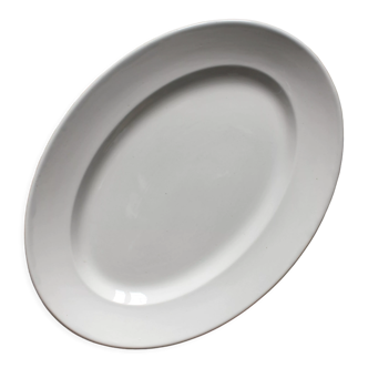 Plat oval blanc en terre de fer Digoin et Sarreguemines