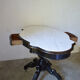 Table violon Napoléon III en bois noirci et marbre blanc, XIXe siècle