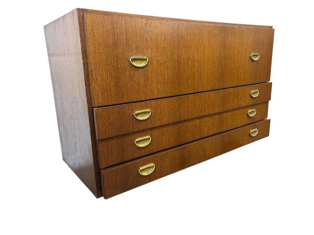 Vintage low wooden chest of drawers / filing cabinet