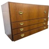 Vintage low wooden chest of drawers / filing cabinet