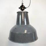 Large Grey Enamel Industrial Factory Lamp from Elektrosvit, 1960s