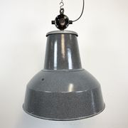 Large Grey Enamel Industrial Factory Lamp from Elektrosvit, 1960s