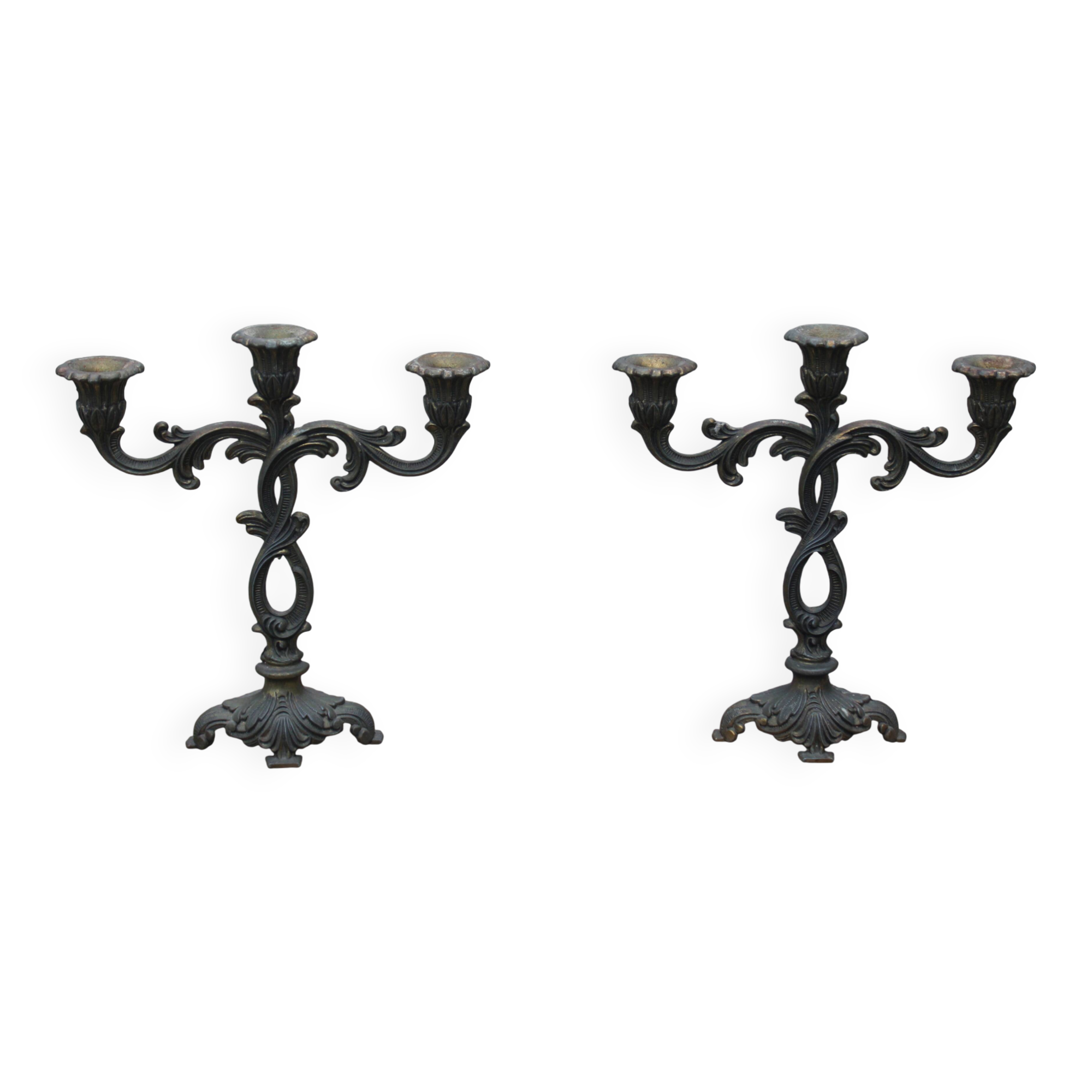 Pair of vintage candlesticks, baroque rococo style.