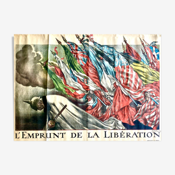 The loan of liberation original old lithographic poster, 1918