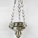 19th-century sanctuary chandelier in silver-plated brass, decorated with angels, 78 cm.