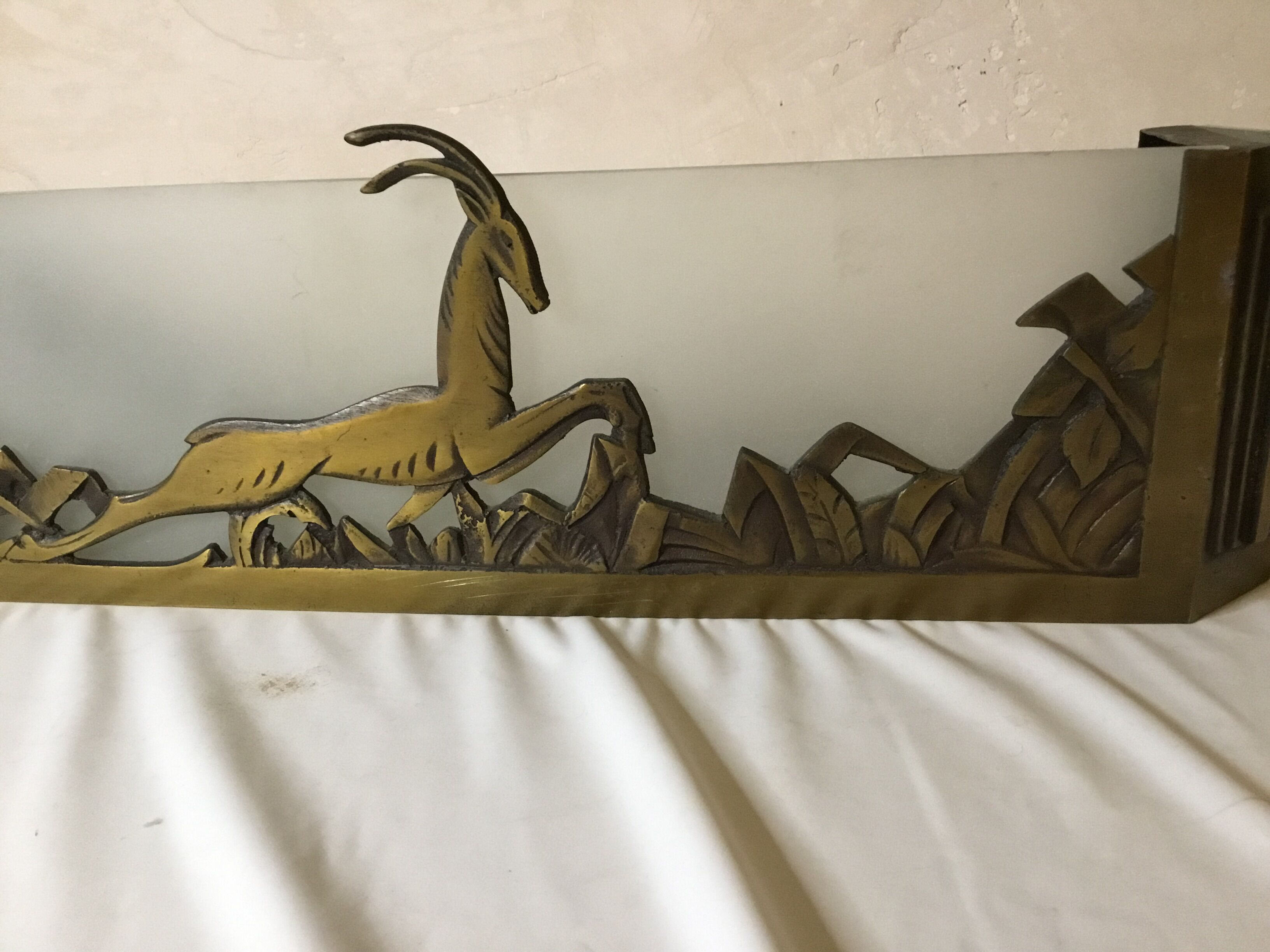 Great art deco bronze and glass wall light 30-40 years