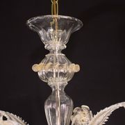 Charming vintage Venetian chandelier, transparent and gold Murano glass, 1970s