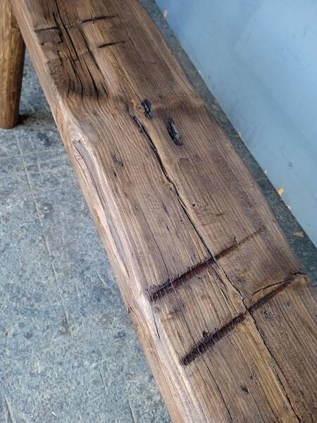 Bench 120 cm old patinated solid wood