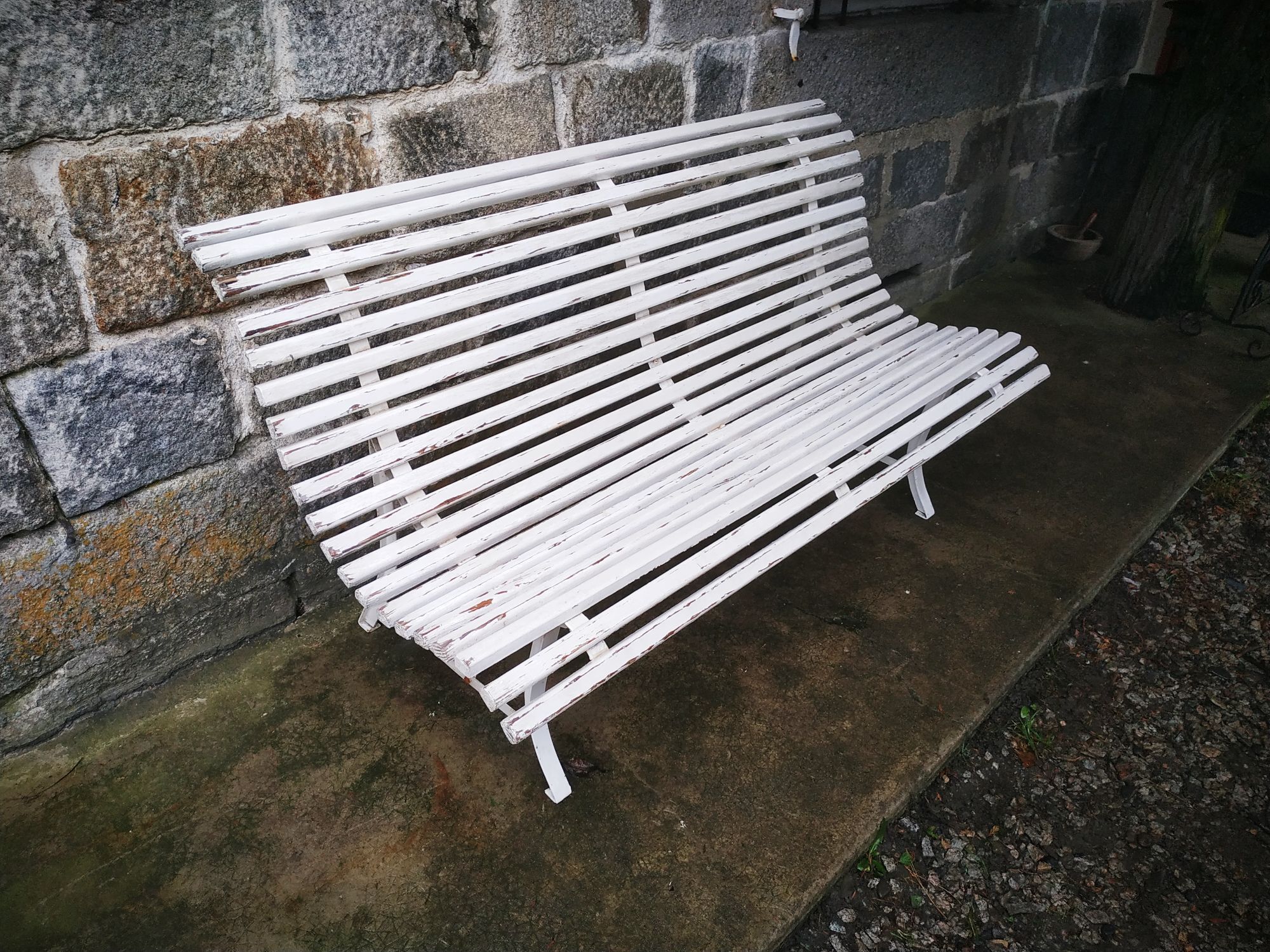 Vintage slatted garden bench