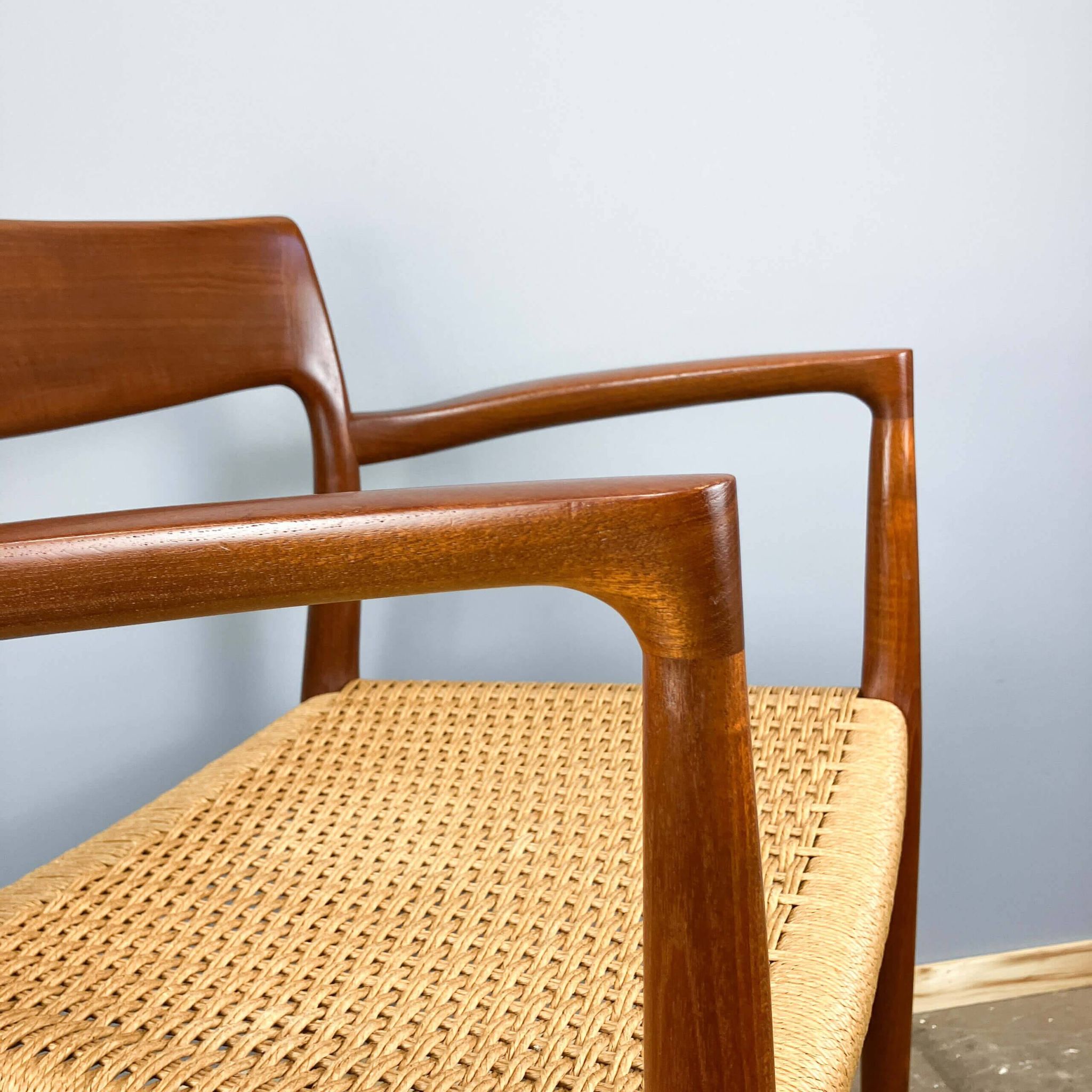 Danish armchair by Niels Otto Møller, teak and paper cord, 1960s