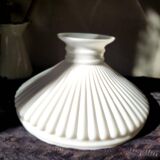 1930s Lamp Shade Art Deco White Opaline Ribbed Glass Lamp Shade Office