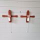Pair of Scandinavian wall sconces in teak and plastic resin, 1960.