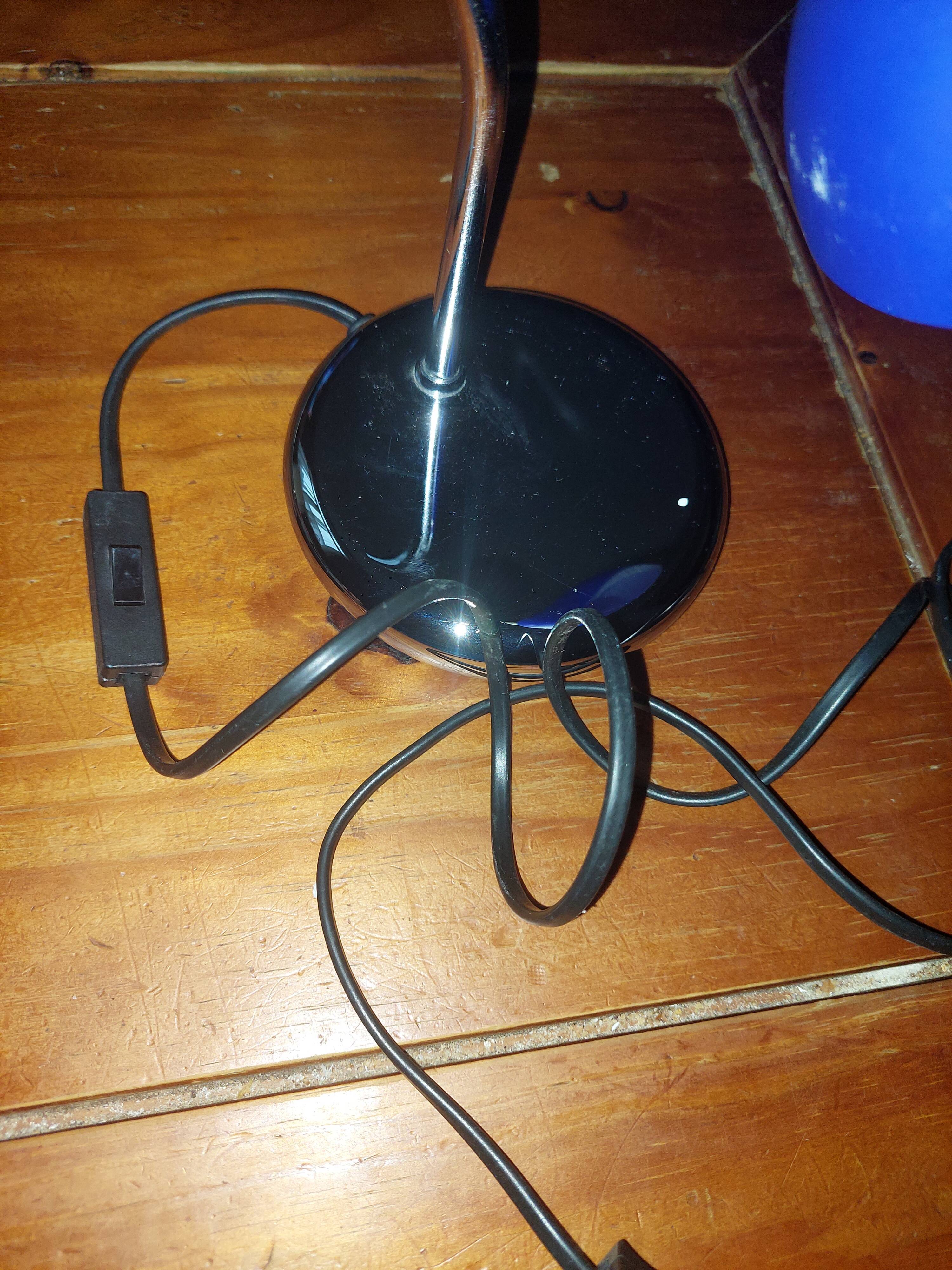 Table lamp chromed metal and glass globe used