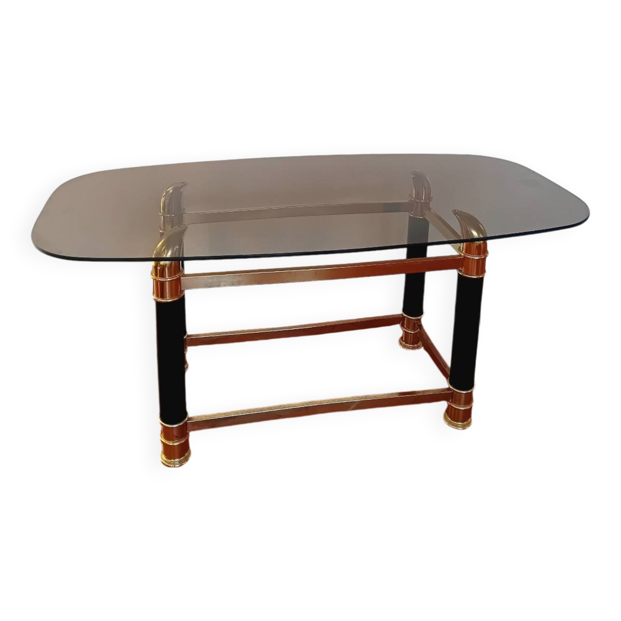 Glass and brass coffee table, 1970