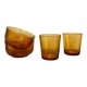 2 vintage amber bowls and 2 glasses