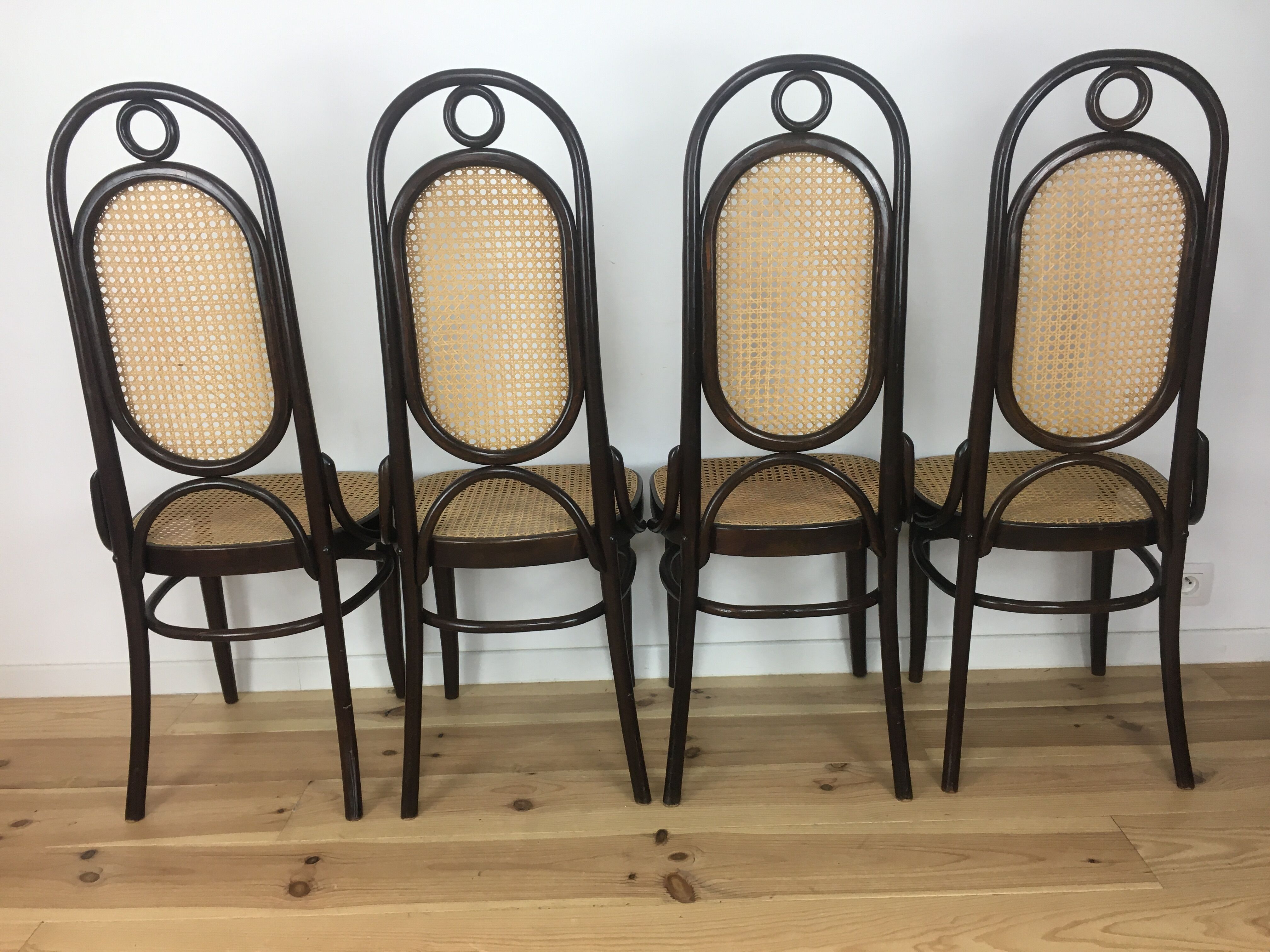 4 bistro chairs number 17 in curved wood and canning