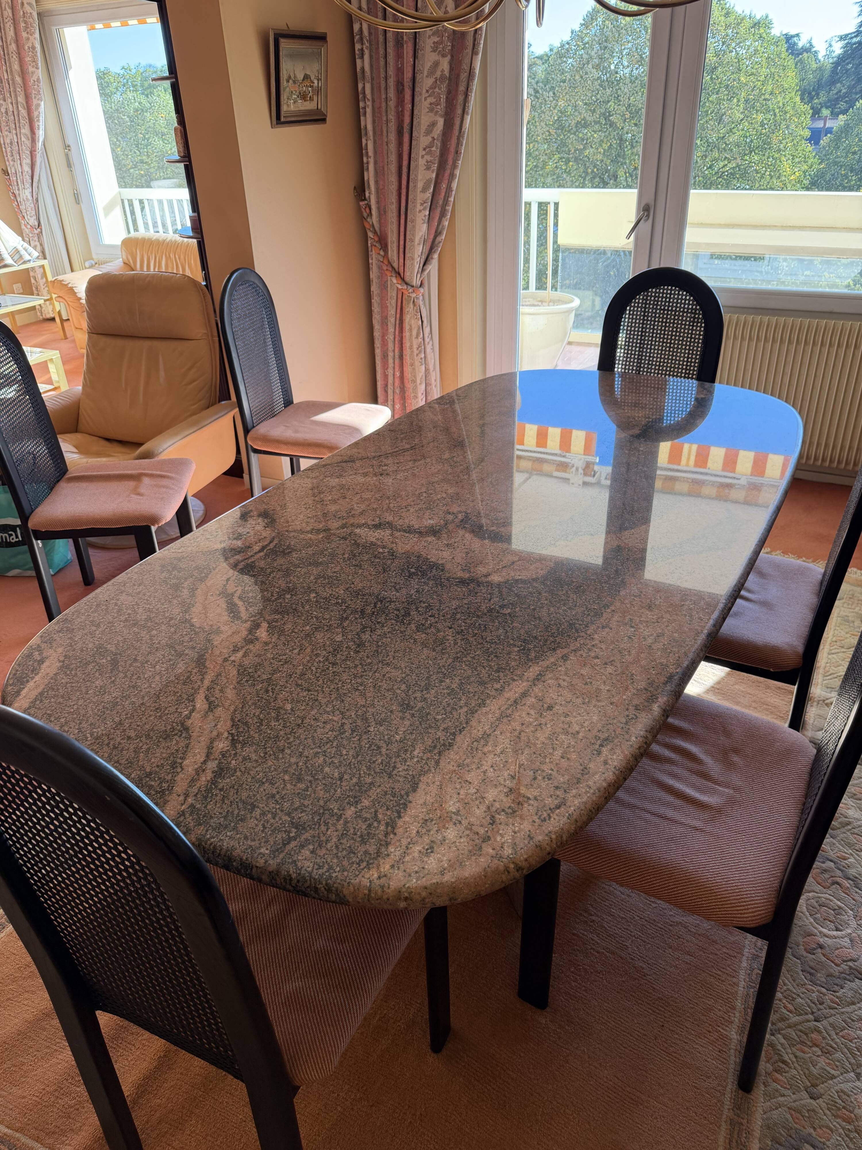Brazilian pink granite dining table