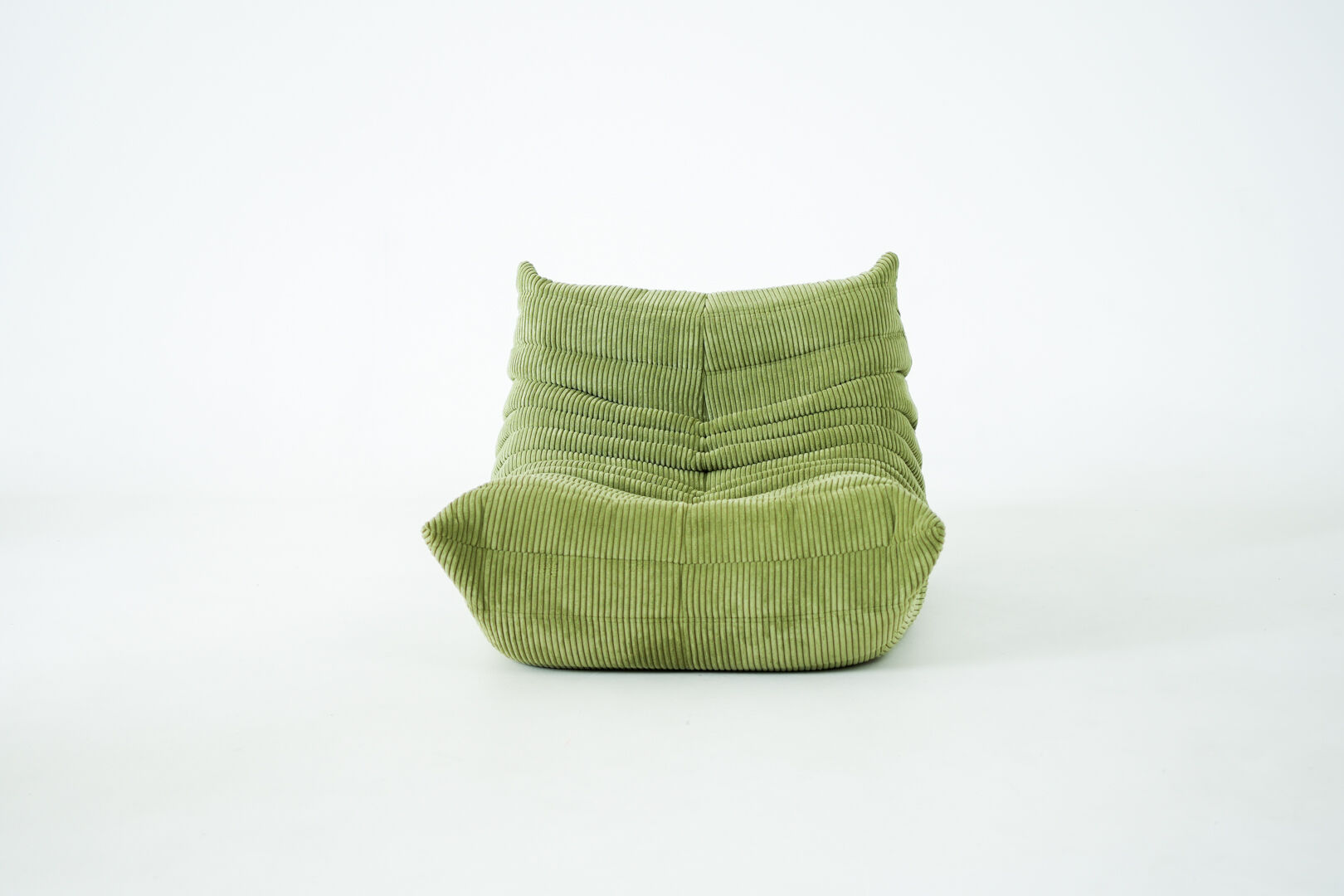 Togo Armchair and Pouf in Fresh green Corduroy