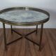 Round coffee table neo-classic 50s brass & glass
