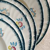 Set of 6 large Longwy soup plates, Vieux Rouen model