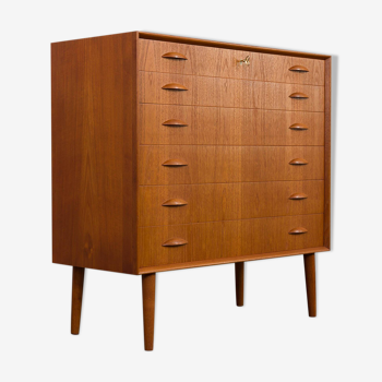 Teak chest of 6 drawers, Johannes Sorth for Nexo, Denmark 1960s