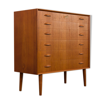 Teak chest of 6 drawers, Johannes Sorth for Nexo, Denmark 1960s