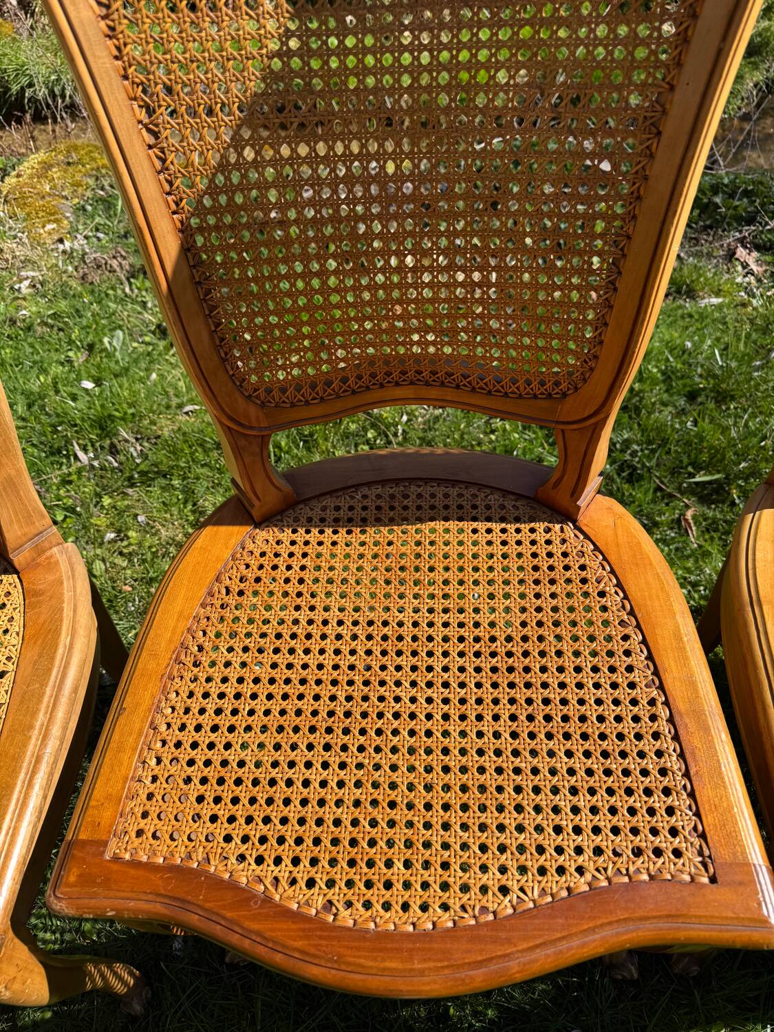 4 caned chairs in cherry wood – Louis XV style