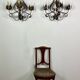 Wrought iron wall lights (pair) with foliage decoration