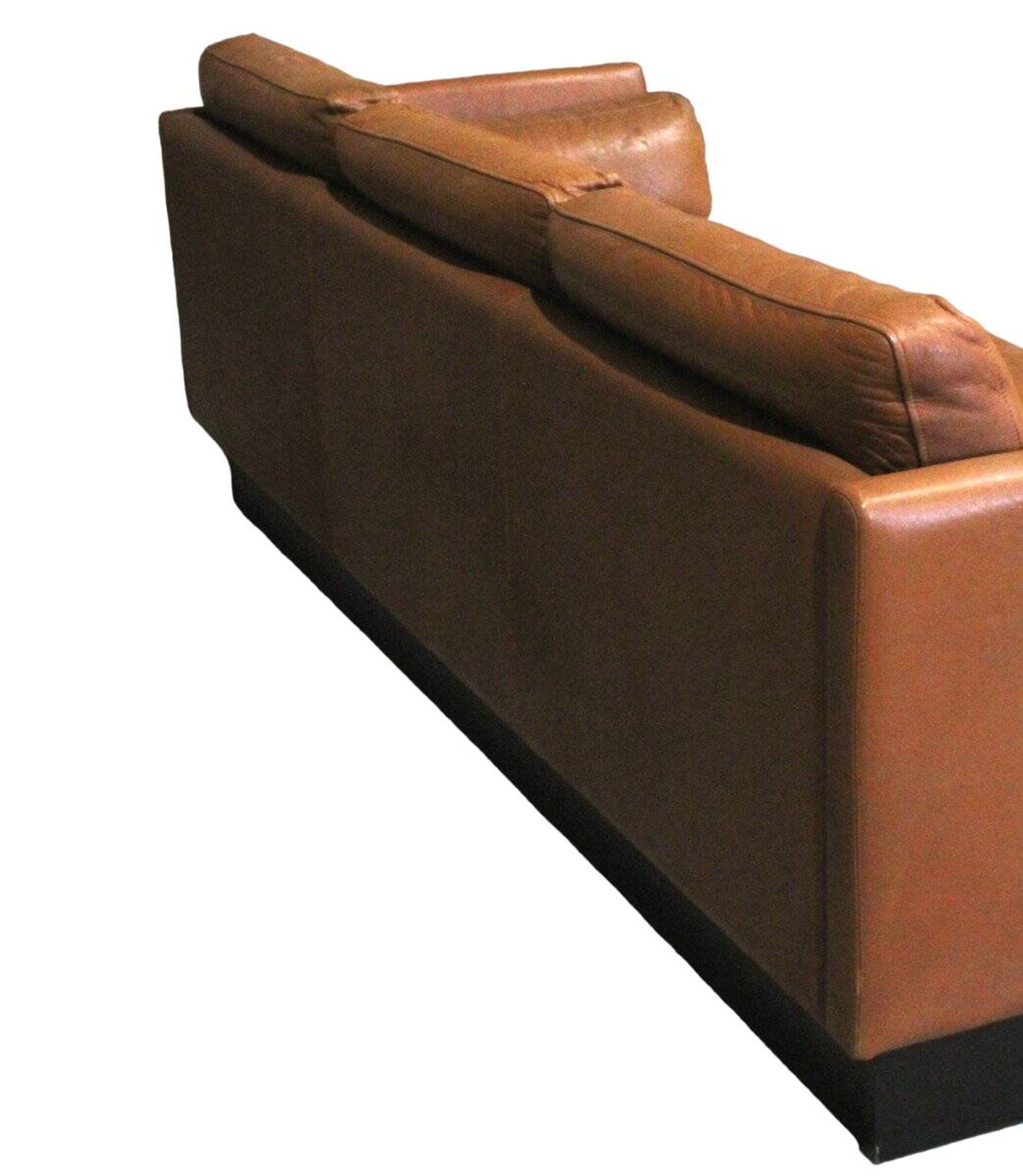Vintage Scandinavian asymmetrical sofa, with brown leather