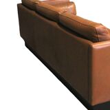 Vintage Scandinavian asymmetrical sofa, with brown leather