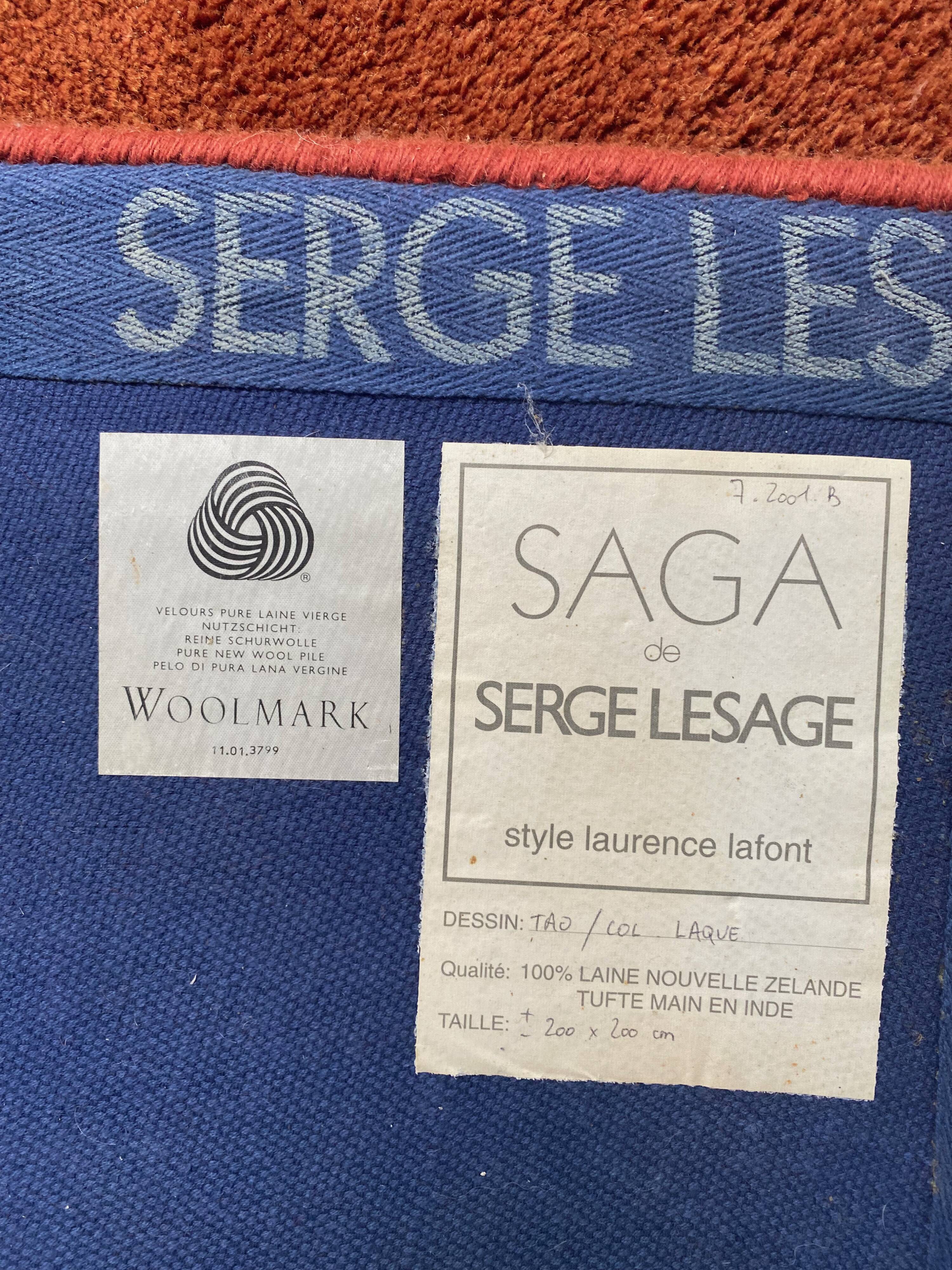 Tapis saga de serge lesage 200 x 200cm en pure laine
