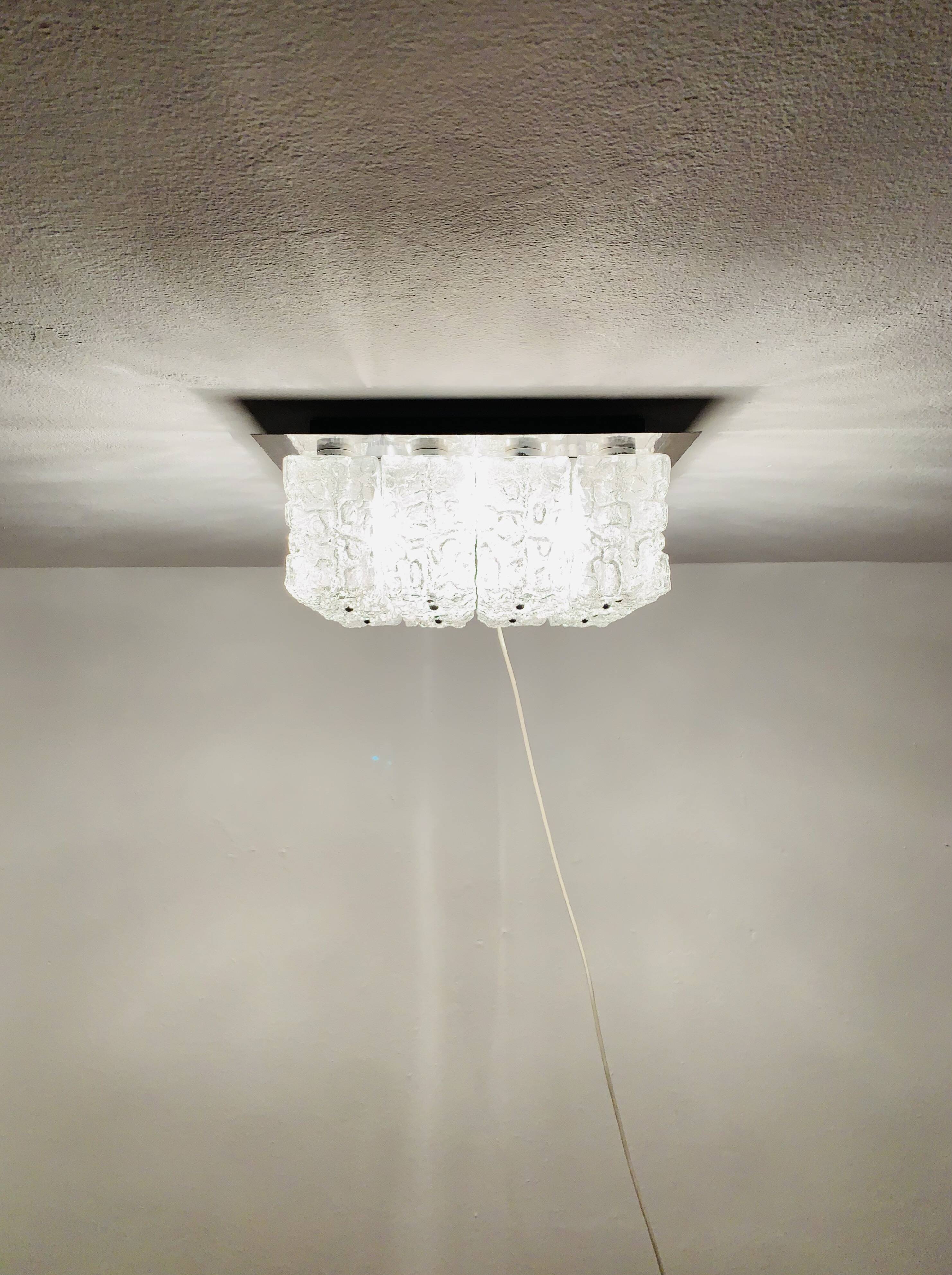 Ice Glass Flush Light by Glashütte Limburg