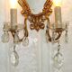 French Antique Gilt Bronze Double Light Crystal Mirrored Wall Sconce 4806