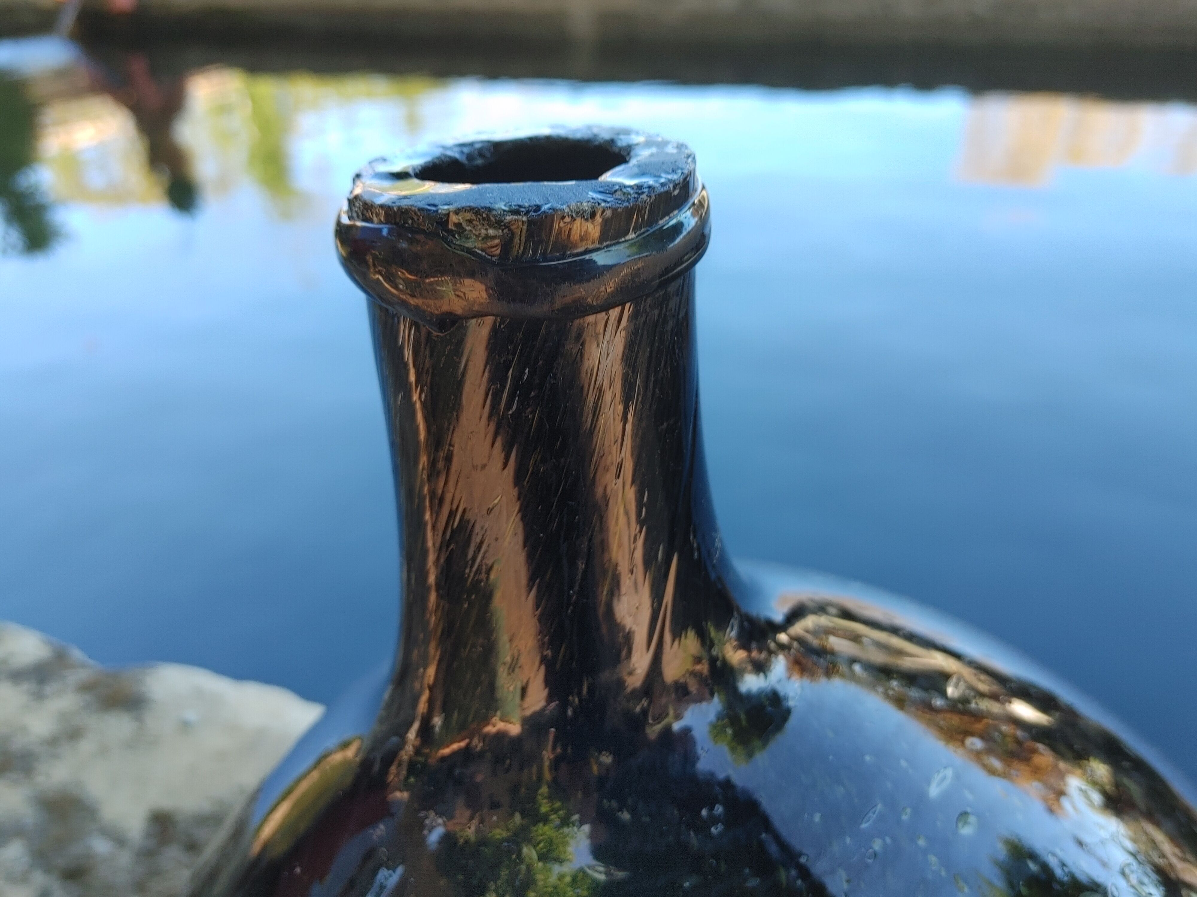 Old demijohn, 19th century bubbled glass