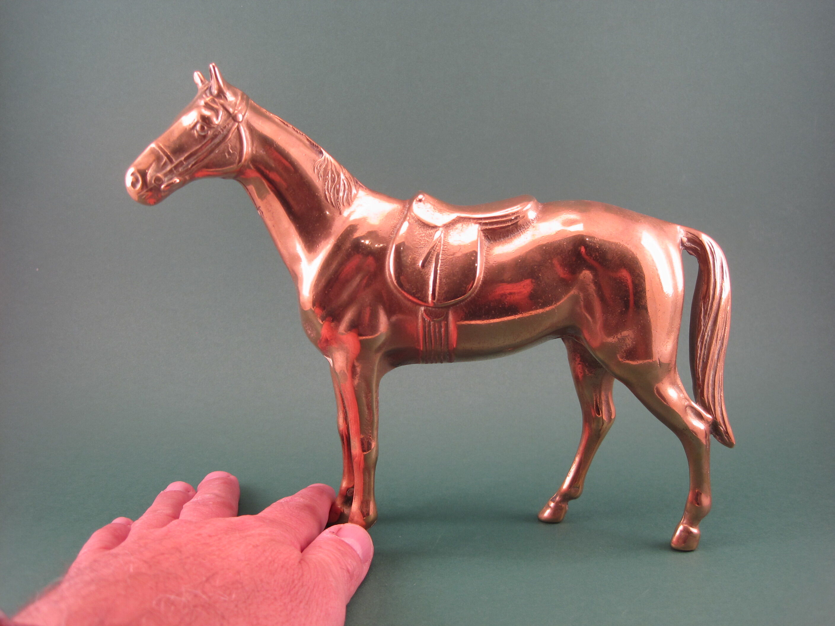 Animal statuette horse in solid brass