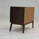 Années 1960, commode radio/TV danoise, bois de frêne laqué, porte en marqueterie de bois.