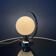 Vintage chrome table lamp with glass shade