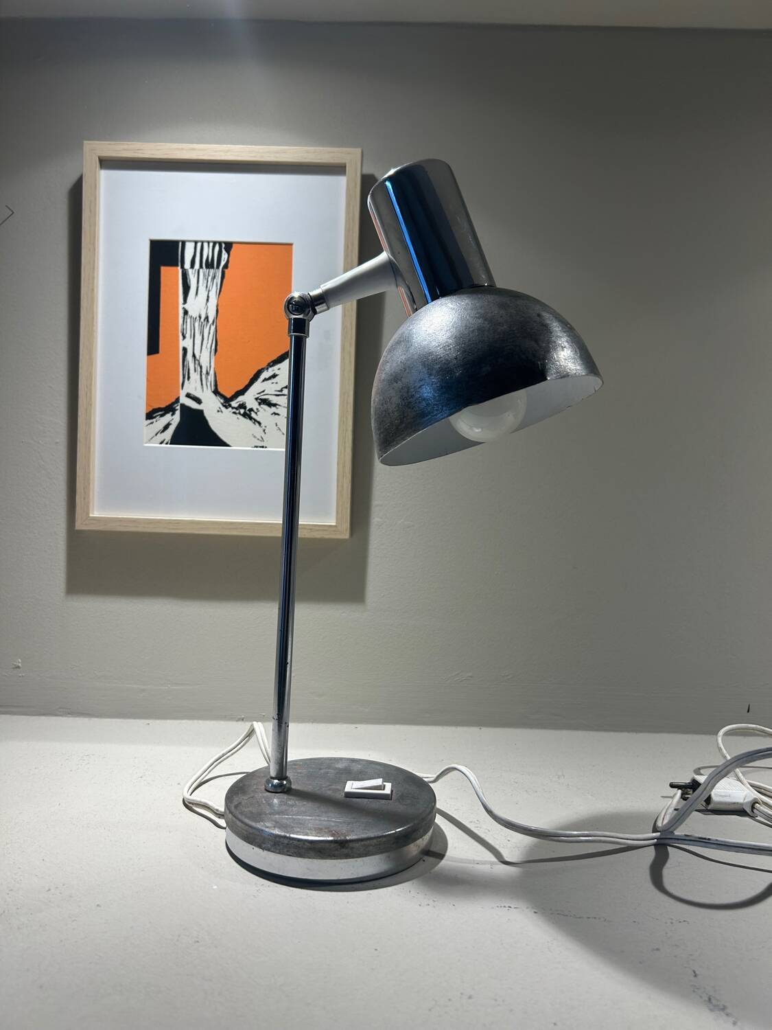 Vintage brushed steel desk lamp