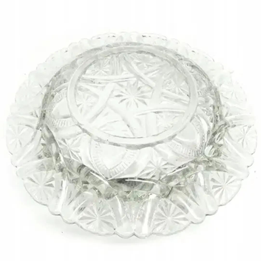 Plat à gâteau avec dôme, Art Déco, verre pressé, Val Saint Lambert, Belgique, années 1950.