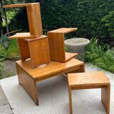 Ensemble table basse et 4 tabourets les arcs 1800 sélectionnés par  Charlotte Perriand