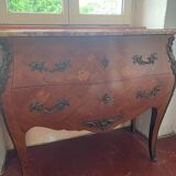 Louis XV chest of drawers with pink marble