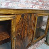 Renovated large walnut art deco hanging display cabinet, 1930s