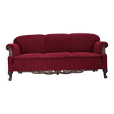 1950s, Danish 3-seater sofa, red and light grey furniture wool, oak wood.
