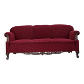 1950s, Danish 3-seater sofa, red and light grey furniture wool, oak wood.