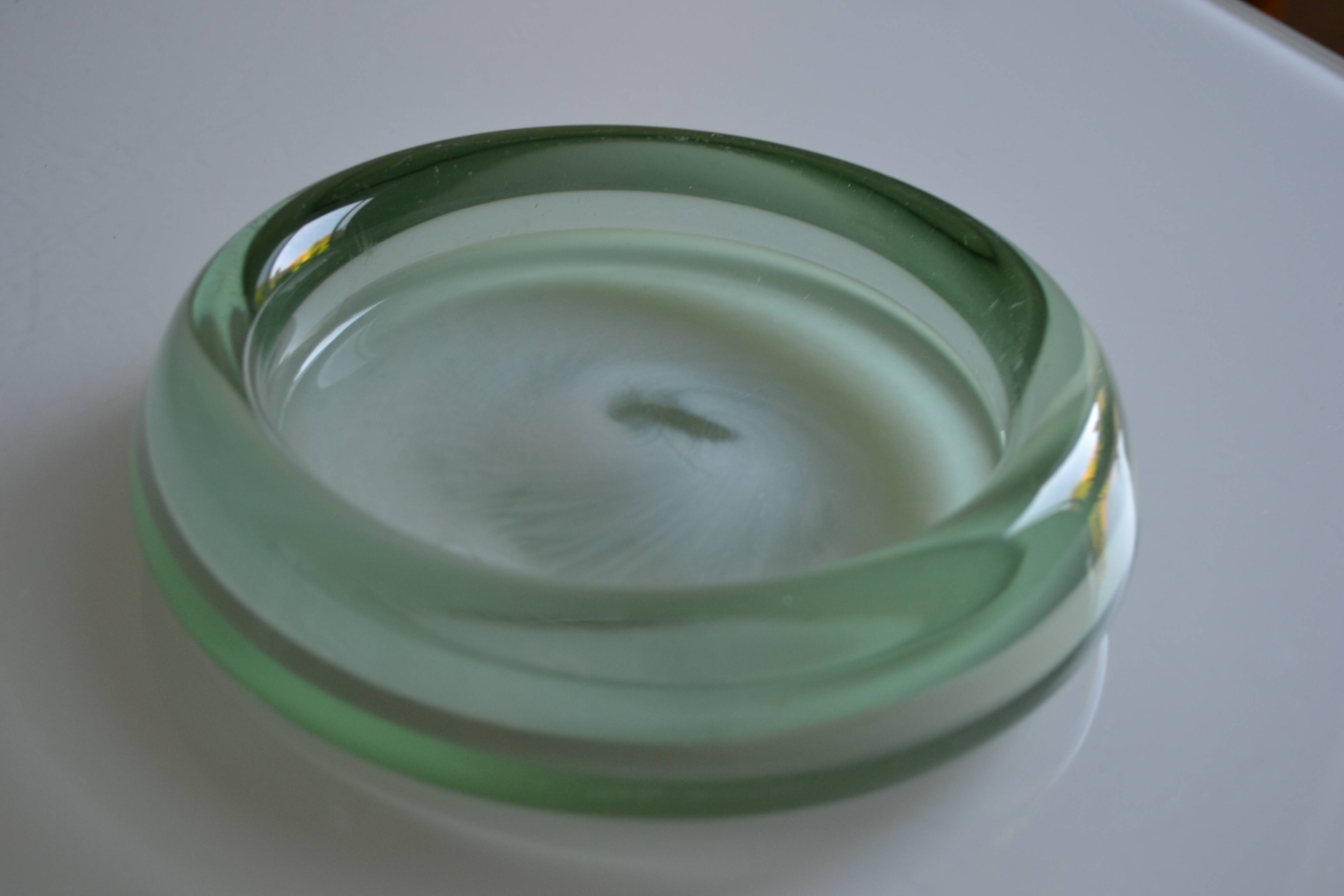 60's pocket tray Murano glass light green Italy
