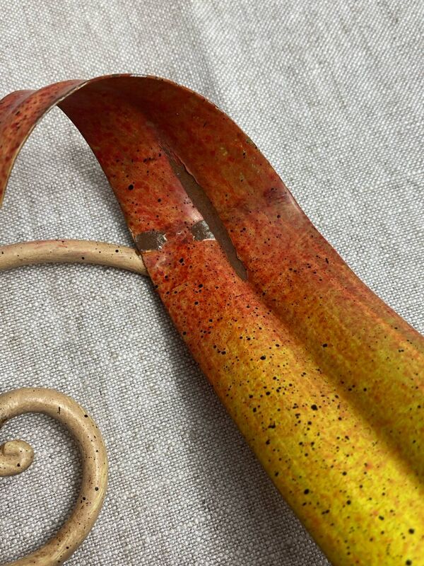 Plafonnier floral en métal et verre, Paterno Franco