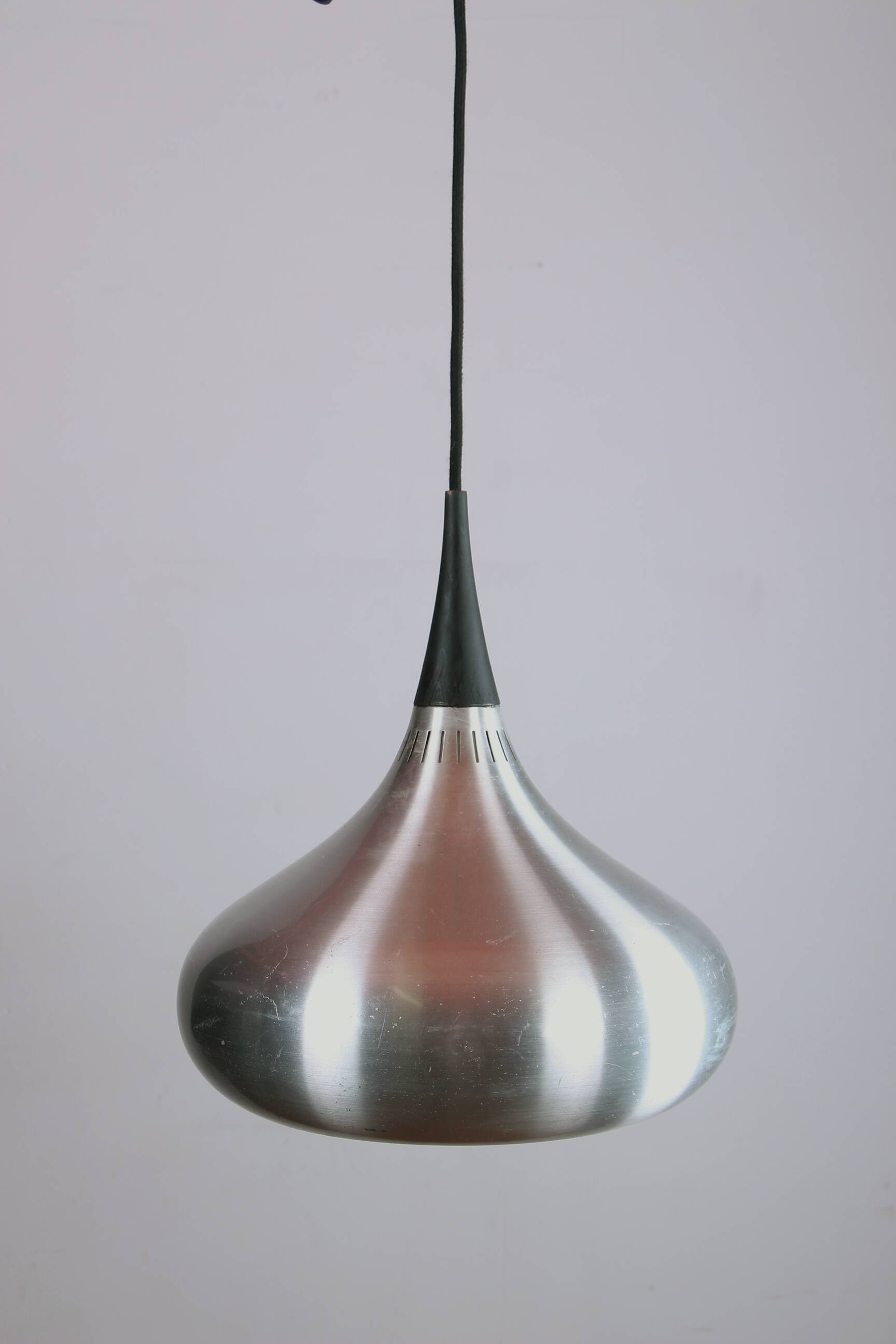 Large Danish pendant light in chrome metal, orient model by Jo Hammerborg for Fog & Morup 1960.