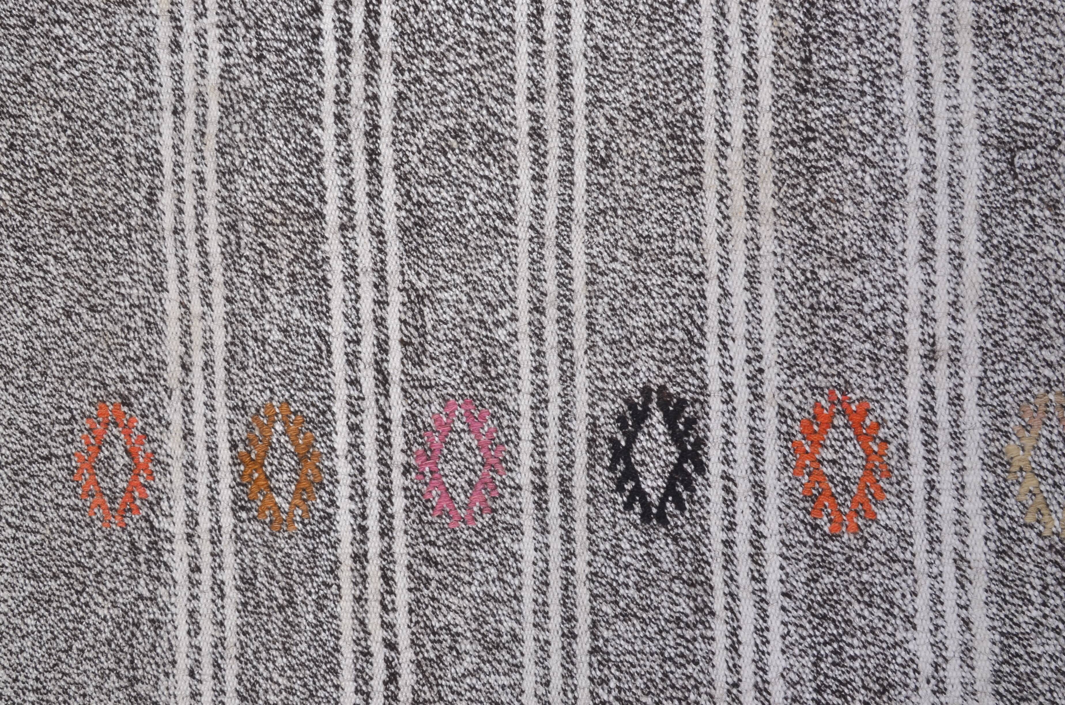 Tapis Kilim à Rayures Oushak Turc skuc304