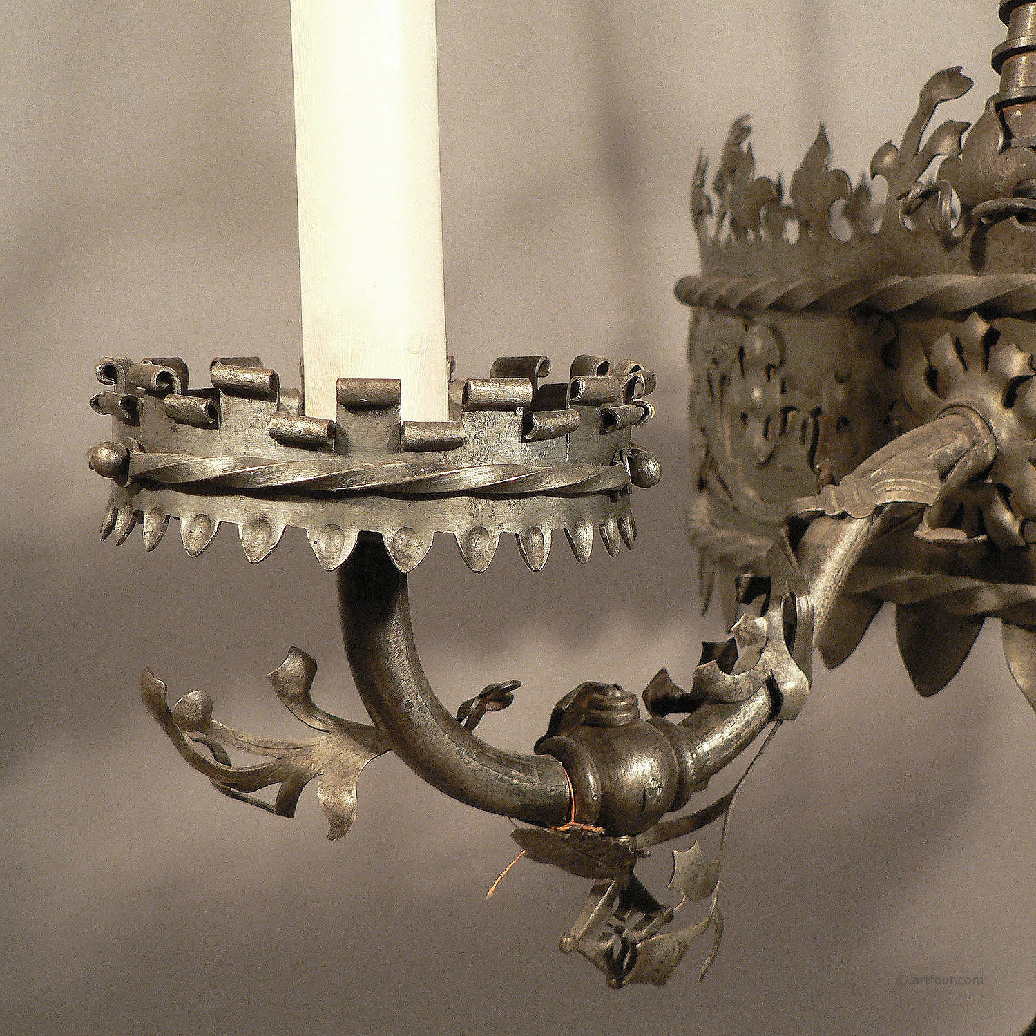 Antique medieval wrought iron chandelier from a German castle.